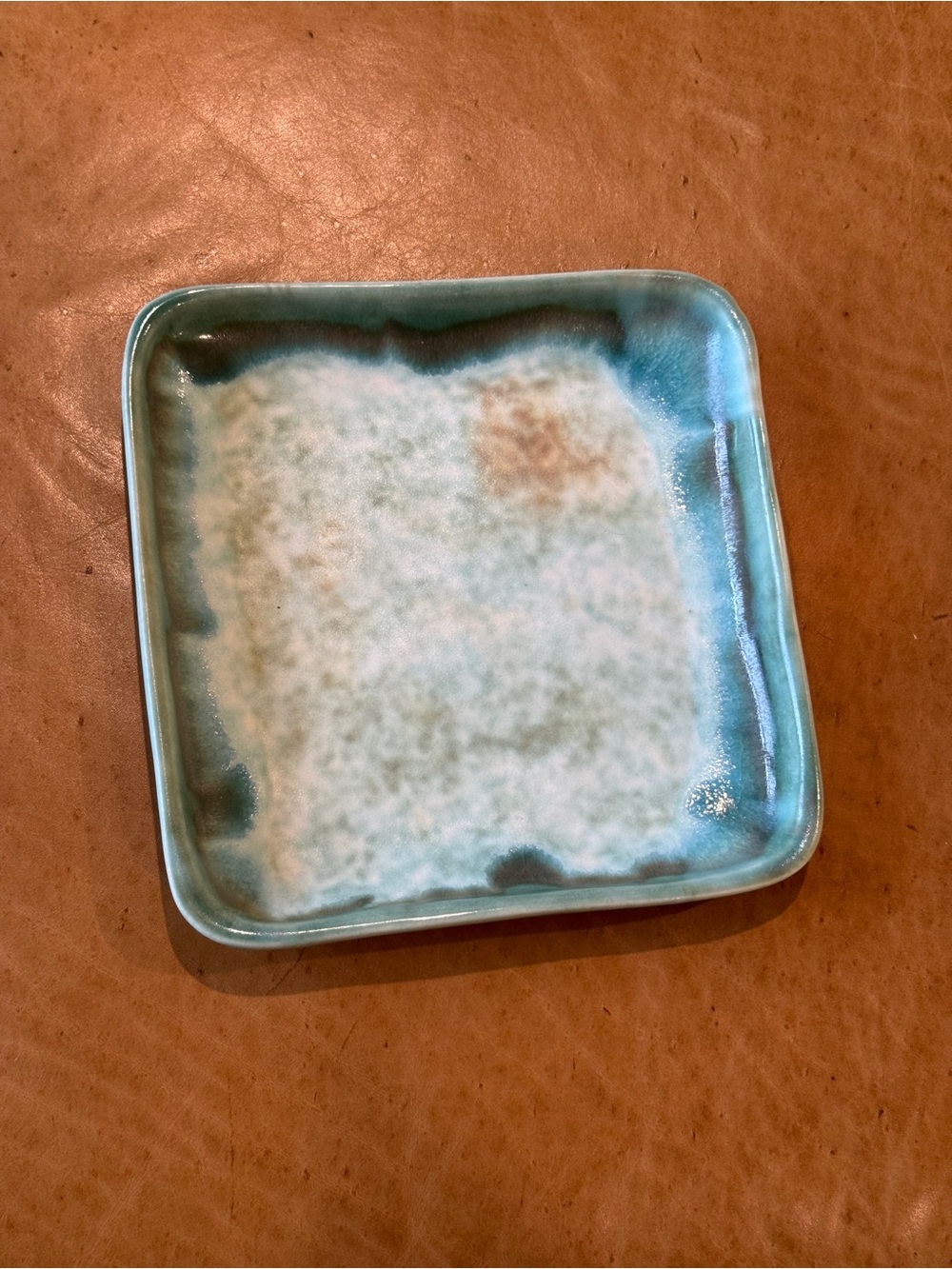 McCarty Pottery Jade 9” Square Plate Tray Merigold MS Studio Art Signed